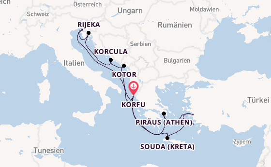 Östliches Mittelmeer ab Korfu, Griechenland auf AIDAblu