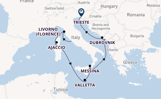 Western Mediterranean from Rome (Civitavecchia), Italy with the Enchanted Princess