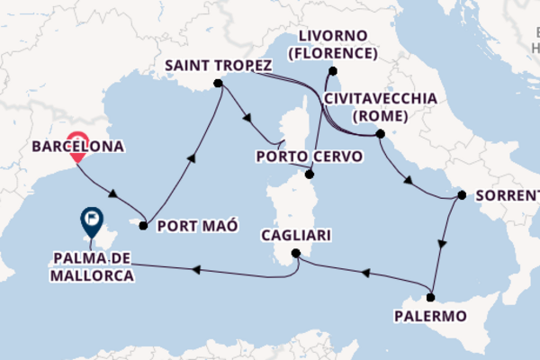 Westelijke Middellandse Zee vanaf Barcelona, Spanje met de EXPLORA II