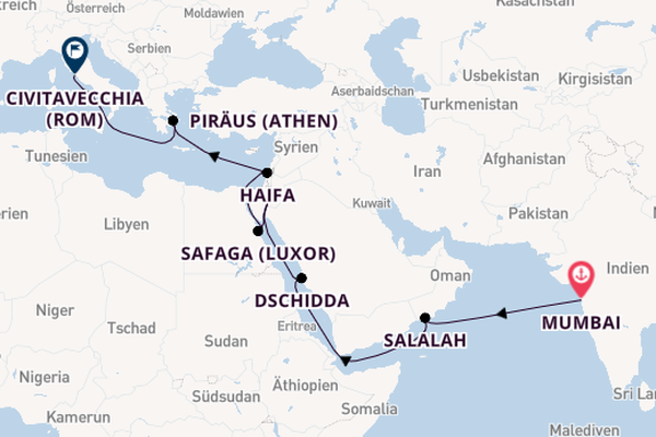 Naher Osten ab Mumbai, Indien auf der Seven Seas Voyager