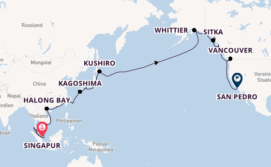 Transpazifik ab Singapur, Singapur auf der Coral Princess