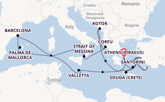 Mediterranean Sea from Athens (Piraeus), Greece with the Oosterdam