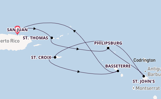 Caribbean vanaf San Juan, Puerto Rico met de Rhapsody of the Seas