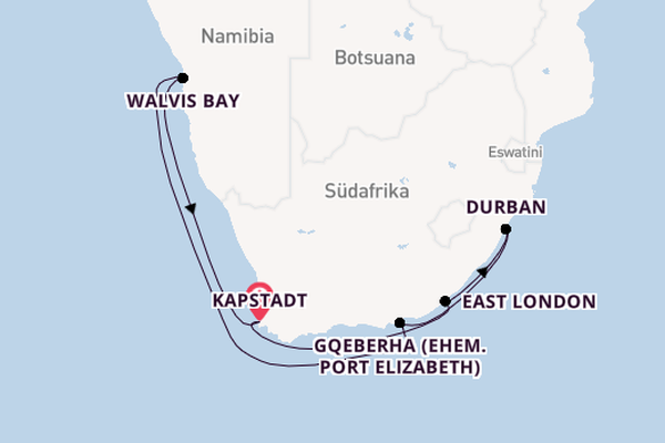 Südafrika ab Kapstadt, Südafrika auf AIDAblu