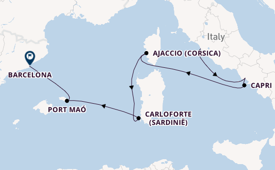 Westelijke Middellandse Zee vanaf Civitavecchia (Rome), Italië met de EXPLORA II