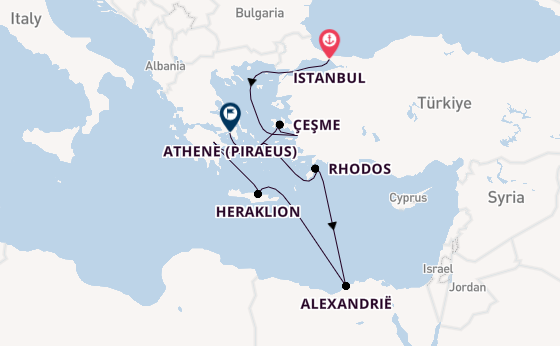 Oostelijke Middellandse Zee vanaf Istanbul, Turkije met de Silver Dawn