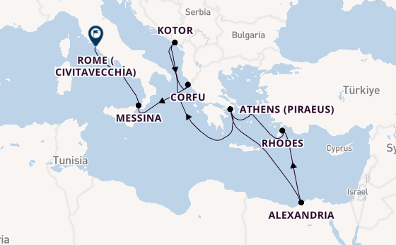 Mediterranean Sea from Athens (Piraeus), Greece with the Nieuw Amsterdam