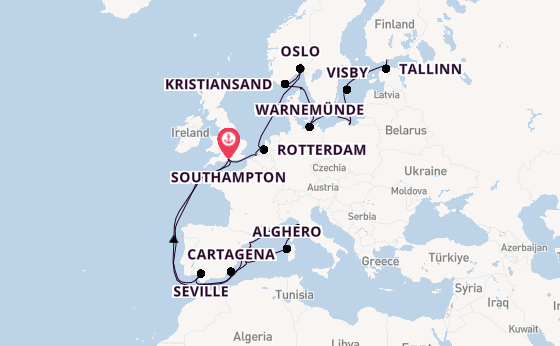 Western Mediterranean from Southampton, England with the Regal Princess