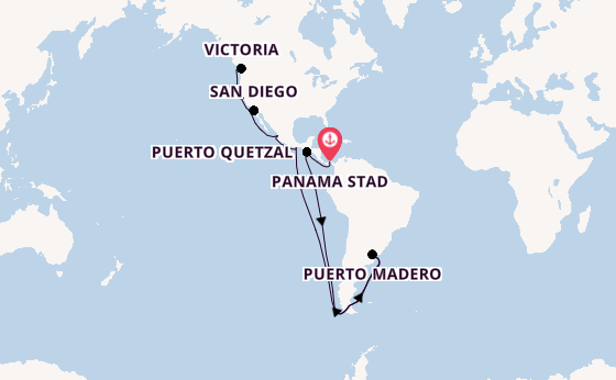 Amerikaanse Westkust vanaf Panama Stad, Panama met de EXPLORA III
