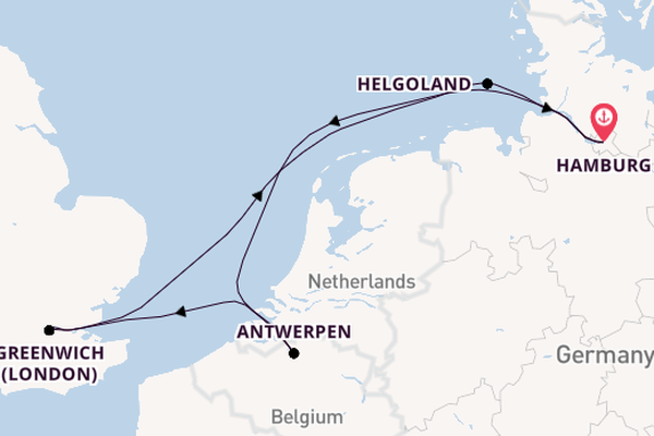 Engeland vanaf Hamburg, Duitsland met de HANSEATIC spirit