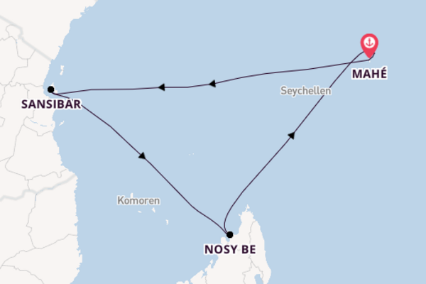 Indischer Ozean ab Mahé, Seychellen auf der Silver Spirit