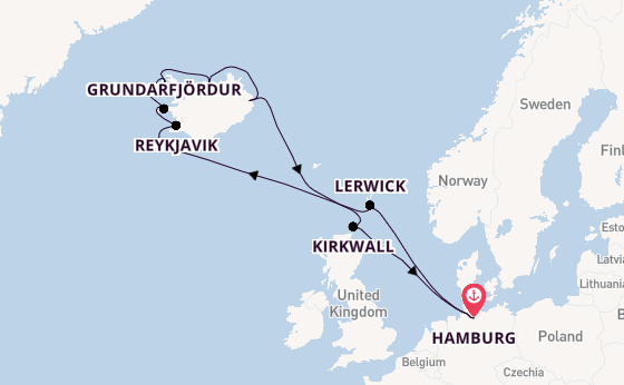 Arctica vanaf Hamburg, Duitsland met de Costa Favolosa