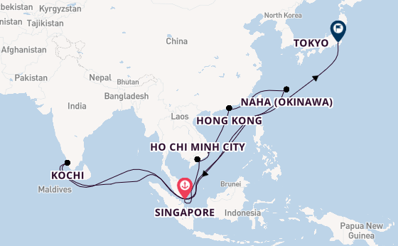 South East Asia from Singapore, Singapore with the Silver Muse