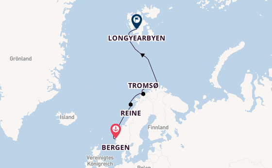 Norwegen ab Bergen, Norwegen auf der MS Midnatsol
