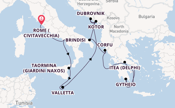 Mediterranean Sea from Rome (Civitavecchia), Italy with the Seabourn Ovation 