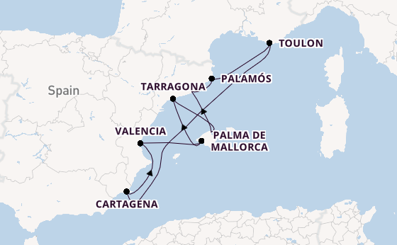 Western Mediterranean from Barcelona, Spain with the Silver Ray