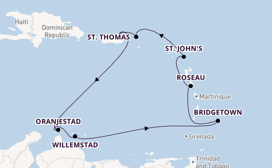 Caribbean vanaf San Juan, Puerto Rico met de Vision of the Seas