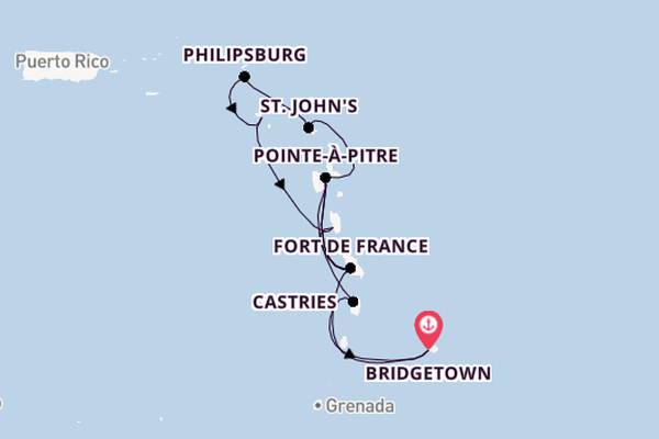 Southern Caribbean from Bridgetown, Barbados with the MSC Meraviglia