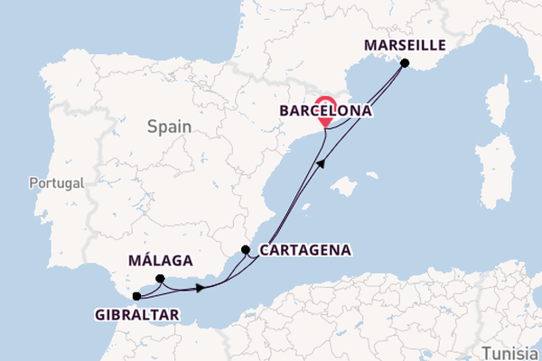 Westelijke Middellandse Zee vanaf Barcelona, Spanje met de Star Princess
