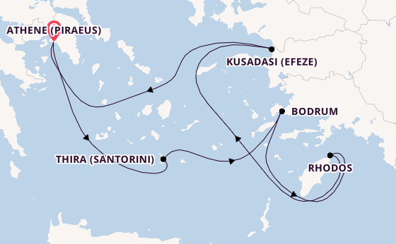 Oostelijke Middellandse Zee vanaf Athene (Piraeus), Griekenland met de Nieuw Statendam