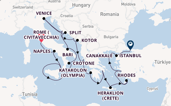 Mediterranean Sea from Rome (Civitavecchia), Italy with the Viking Neptune
