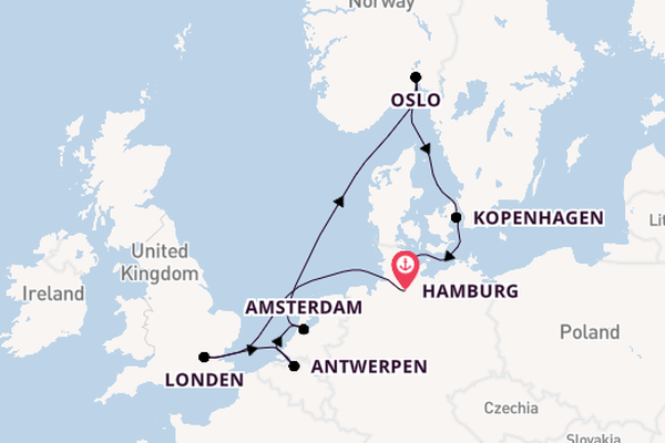 Engeland vanaf Hamburg, Duitsland met de HANSEATIC nature