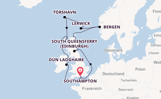 Britische Inseln ab Southampton, Großbritannien auf der Seven Seas Grandeur