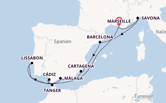 Westliches Mittelmeer ab Marseille, Frankreich auf der Costa Diadema