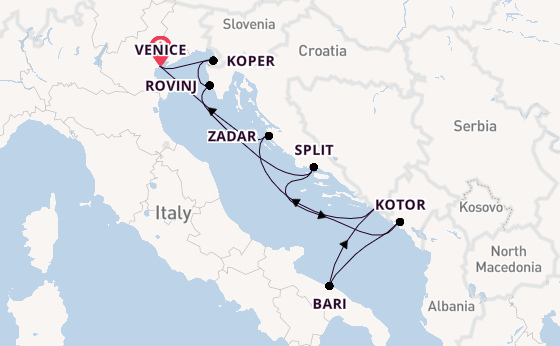 Mediterranean Sea from Venice, Italy with the Silver Spirit