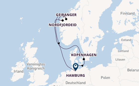 Norwegen ab Kiel, Deutschland auf der Mein Schiff 1
