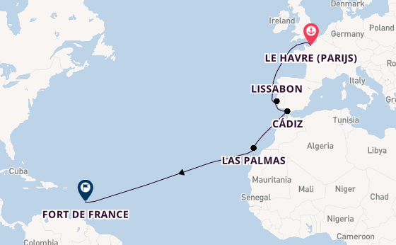 Canarische Eilanden vanaf Le Havre (Parijs), Frankrijk met de Costa Favolosa