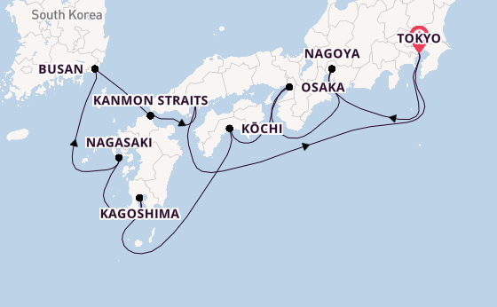 Japan from Tokyo, Japan with the Diamond Princess
