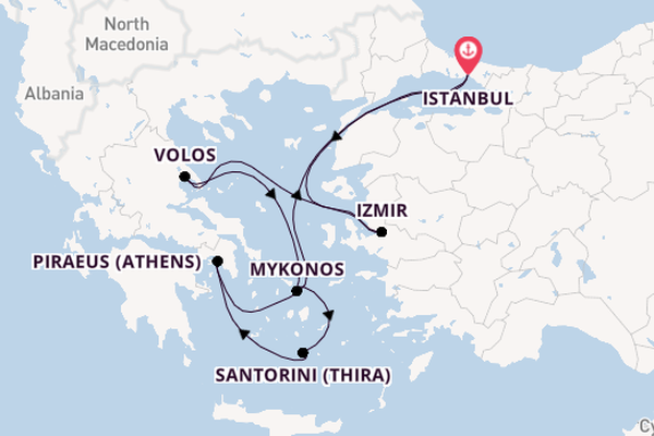 Eastern Mediterranean from Istanbul, Turkey with the Costa Fortuna