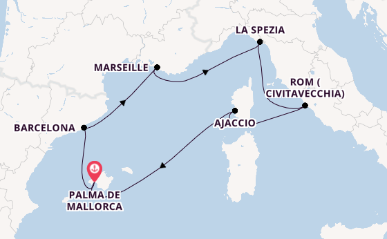Westliches Mittelmeer ab Palma de Mallorca, Spanien auf der Mein Schiff Flow