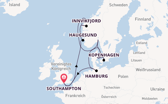 Norwegen ab Southampton, Großbritannien auf der Britannia
