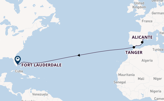 trans-Atlantisch vanaf Barcelona, Spanje met de Rotterdam
