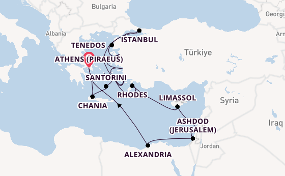 Eastern Mediterranean from Athens (Piraeus), Greece with the Seven Seas Mariner