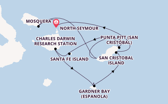 Galapagos-Inseln ab North Seymour, Galapagosinseln auf der MS Santa Cruz II