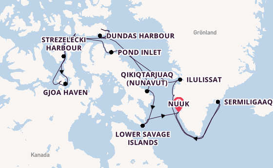 Arktis ab Nuuk, Grönland auf der Silver Wind