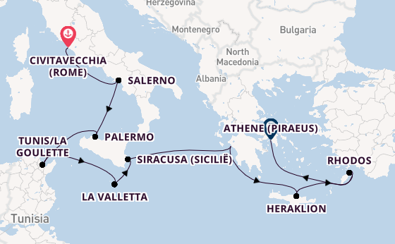 Middellandse Zee vanaf Civitavecchia (Rome), Italië met de Allura
