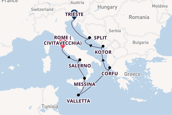 Mediterranean from Rome (Civitavecchia), Italy with the Allura