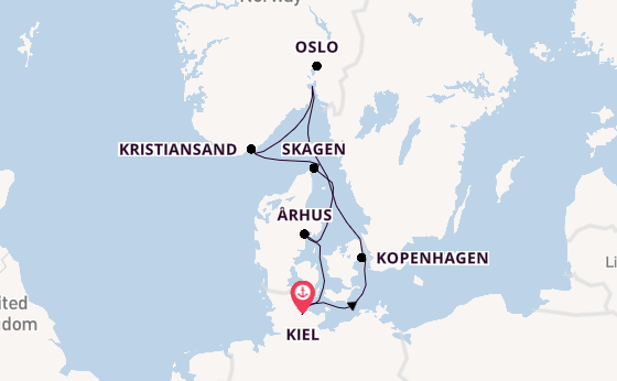 Noorwegen vanaf Kiel, Duitsland met AIDAnova