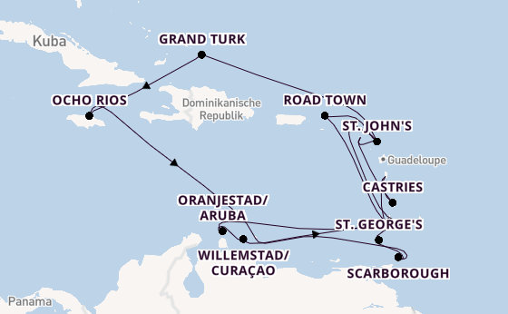 Südliche Karibik ab Bridgetown, Barbados auf der Britannia