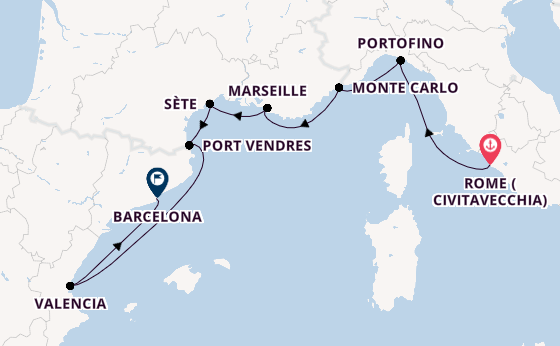 Western Mediterranean from Rome (Civitavecchia), Italy with the Seabourn Ovation 