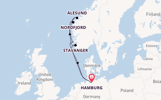 Noorwegen vanaf Hamburg, Duitsland met de Mein Schiff Relax