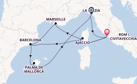 Westliches Mittelmeer ab Civitavecchia (Rom), Italien auf AIDAcosma