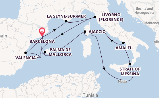 Western Mediterranean from Barcelona, Spain with the Queen Victoria