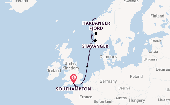 Norway from Southampton, England with the Queen Anne