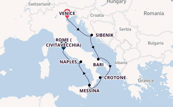 Western Mediterranean from Venice, Italy with the Viking Neptune