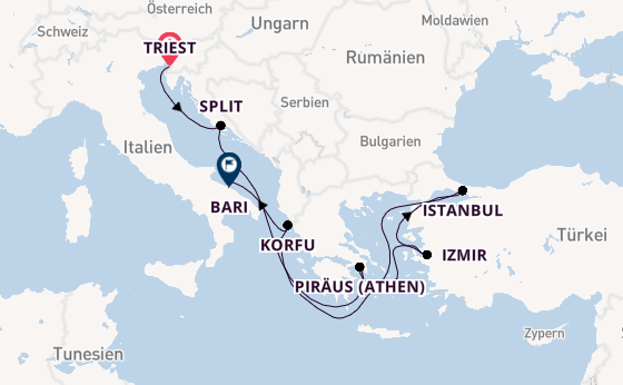 Mittelmeer ab Triest, Italien auf der MSC Splendida